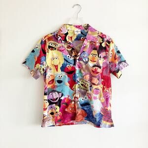 Universal Studios Japan Small Shirt Sesame Street Muppets Collar Button Front